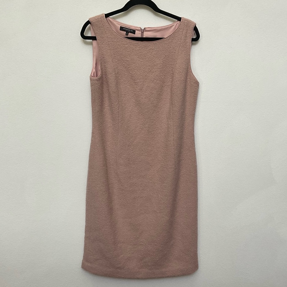 Lafayette 148 Blush Pink Virgin Wool Blend Sheath Dress Size 10 Zipper Closure